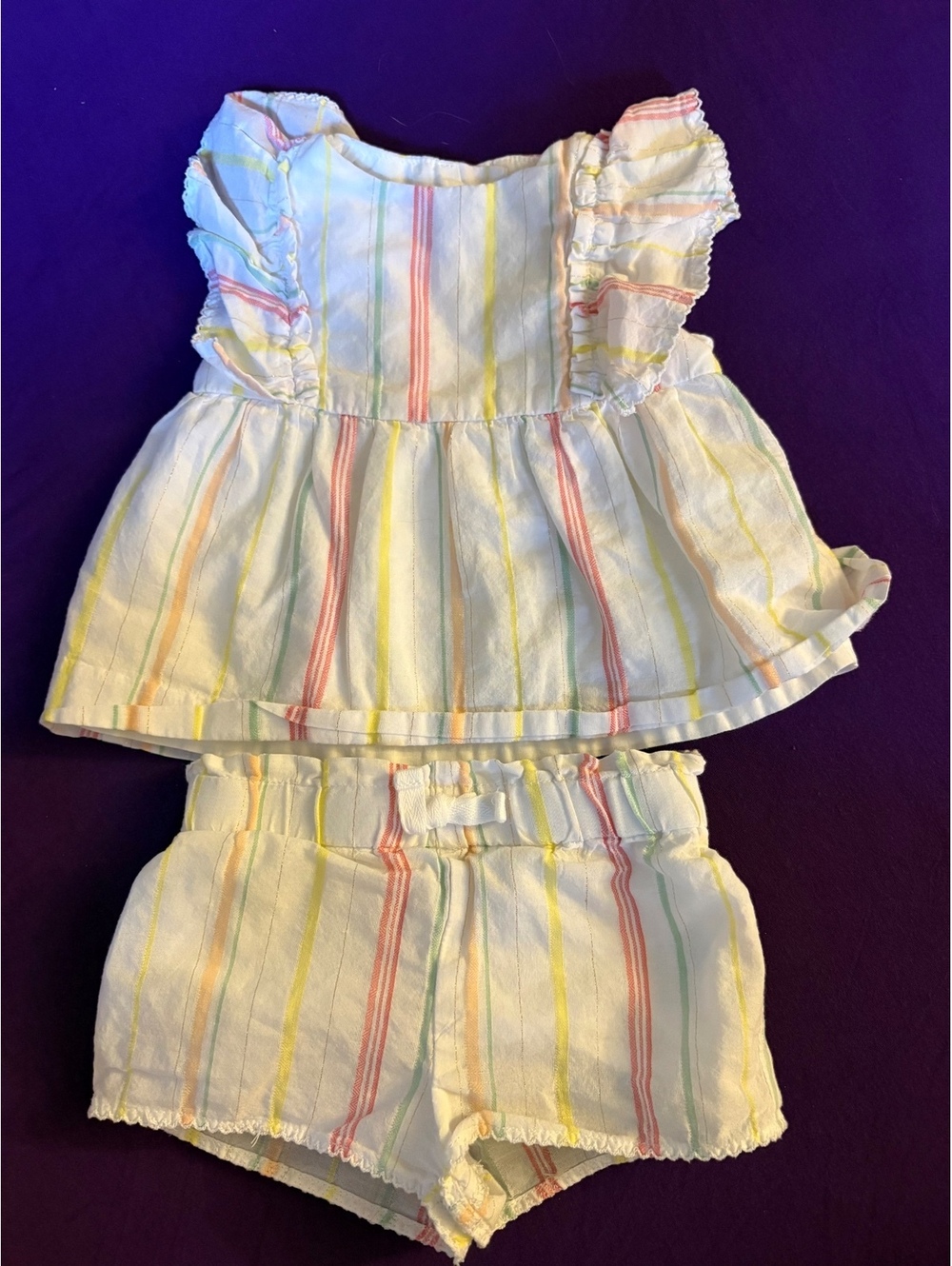 NWOT Janie and Jack pastel striped top and shorts set - 0-3 months